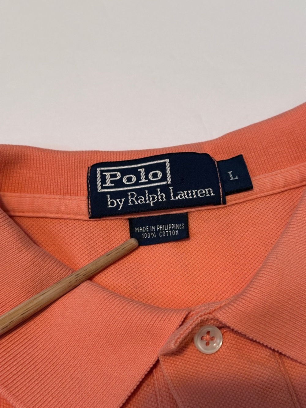 Vintage Polo Ralph Lauren Short Sleeve Polo Shirt Orange Men Large Chest Pocket - Picture 8 of 11